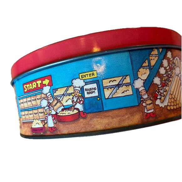 VTG 90s TIN Holiday Fun Hershey's American Chocolate Covered Pretzels Round Tin - Picture 4 of 8